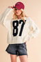 Aemi+Co Contrast Number Cable Knit Drop Shoulder Sweater