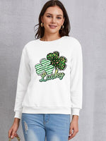 Lucky Clover Round Neck Dropped Shoulder Sweatshirt