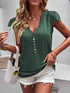 Lace Trim V-Neck Buttoned Top