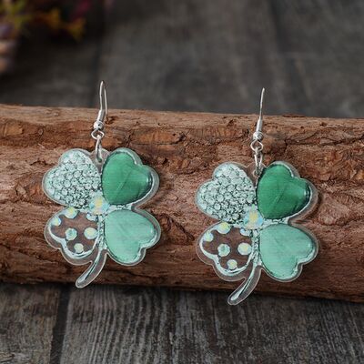 Lucky Clover Acrylic Dangle Earrings