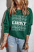 LUCKY Round Neck Dropped Shoulder Sweatshirt